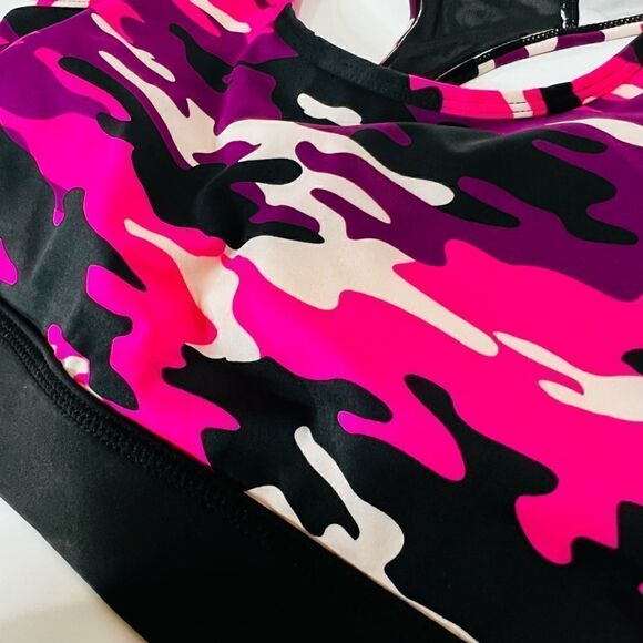 Rise by LuLaRoe Invincible Purple Pink Camouflage Mesh Racerback Sports Jog Bra - Picture 4 of 7